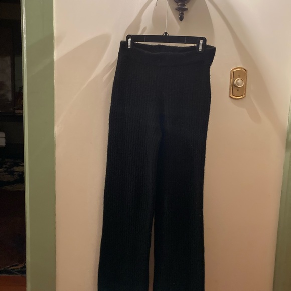 H&M Black Knit Wool Blend straight leg lounge pants Sz SM - Picture 2 of 4